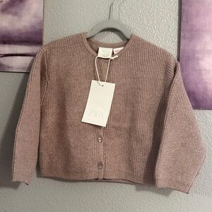Zara basic knit cardigan girls 1.5 years sand color new cotton mix